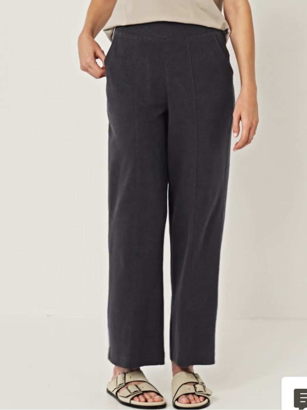 Pact Charcoal Heather Airplane Pintuck Women's Wide-Leg Pull-On Pants